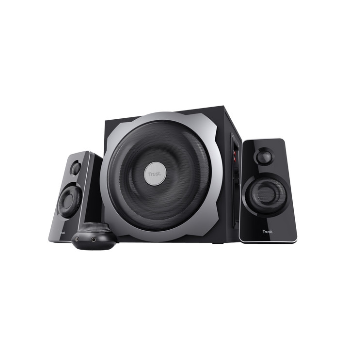 Trust Tytan Juego de Altavoces 2.1 USB 120W - Subwoofer de Madera - Mando a Distancia - Entrada Jack 3.5mm - Color Negro