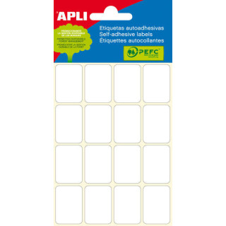 Apli Minibolsa de 96 Etiquetas Rectangulares 19x27mm - 6 Hojas por 16 Etiquetas - Adhesivo Permanente - Cantos Romos - Color Bl
