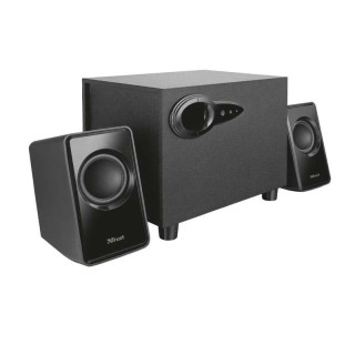 Trust Avora Altavoces USB 2.1 18W - Subwoofer Fabricado en Madera - Control de Volumen y Bajos - Entrada Jack 3.5mm - Color Neg