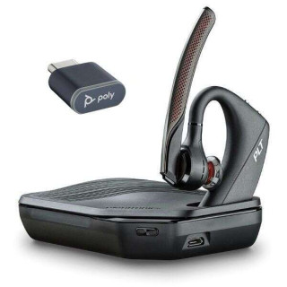 Plantronics/Poly Voyager 5200-V2 UC Auricular Monoaural con Microfono Bluetooth 5.2 - Alcance hasta 50m con Dongle - Autonomia