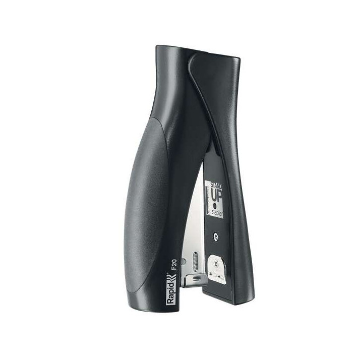 Rapid Ultimate F20 Grapadora Vertical - Hasta 20 Hojas - Para Grapas 24/6 y 26/6 - Grapado Cerrado y Clavado - Color Negro