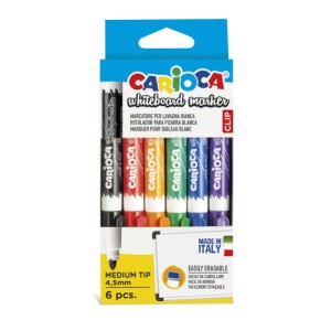 Caja 6 rotuladores clip whiteboard colores surtidos carioca 42921