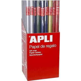 Apli Expositor de 55 Rollos de Papel Regalo Kraft - 11 Rollos por Color - Medidas del Rollo 0.70x2m - Colores Azul Oscuro