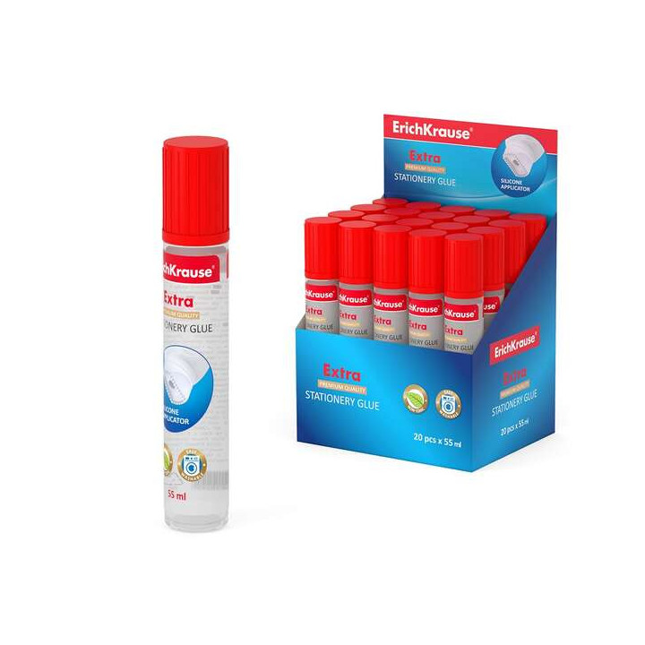 Erichkrause Extra Pegamento Liquido 55ml - Con aplicador de Silicona Suave - Alta Capacidad Adhesiva - No Toxico - Resistente a