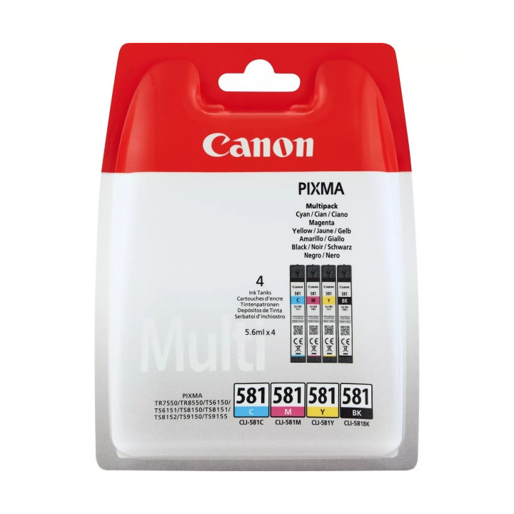 Canon CLI581 Pack de 4 Cartuchos de Tinta Originales - 2103C004/2103C007