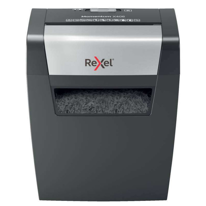 Rexel Momentum X406 Destructora Papel Corte Confeti P-4 - Destruye hasta 7 Hojas a la Vez - Capacidad de la Papelera 15L - Colo