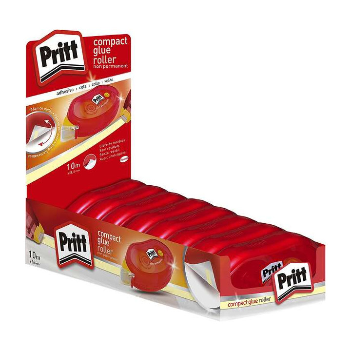 Pritt Compact Roller Adhesivo Removible 8.4mm x 10m - Aplicacion Limpia - Preciso y Reciclable