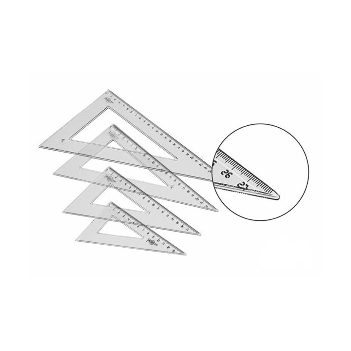 Faibo Cartabon Escolar Graduado de 25cm - Biselado y Reborde para Tinta - Transparente