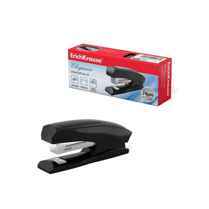 Erichkrause Elegance Grapadora de Sobremesa para Grapas Nº10 - Grapa hasta 20 Hojas - Quitagrapas Incorporado - Grapado Cerrad