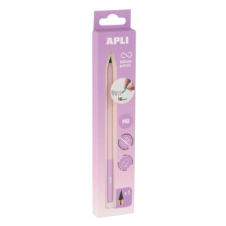Apli Infinite Pencil Nordik Pack de Lapiz Infinito HB + Mina de Recambio + Tapon Protector - Para Escribir hasta 16km - Color Li