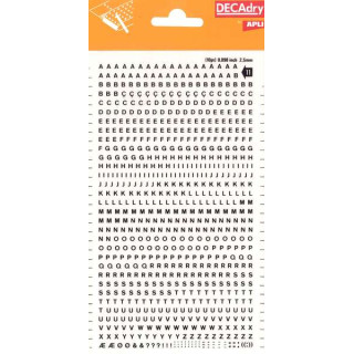 Apli Letras Transferibles Mayusculas Negras 2.5mm 730 Caracteres