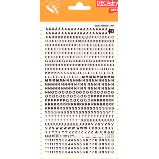 Apli Letras y Numeros Transferibles - 3mm de Tamaño - 795 Caracteres - Facil Aplicacion y Remocion - Negro