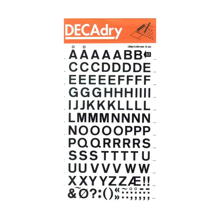 Apli Letras Transferibles Mayusculas Negras 10mm - Facil Aplicacion - 129 Caracteres - Resistente al Agua - Negro