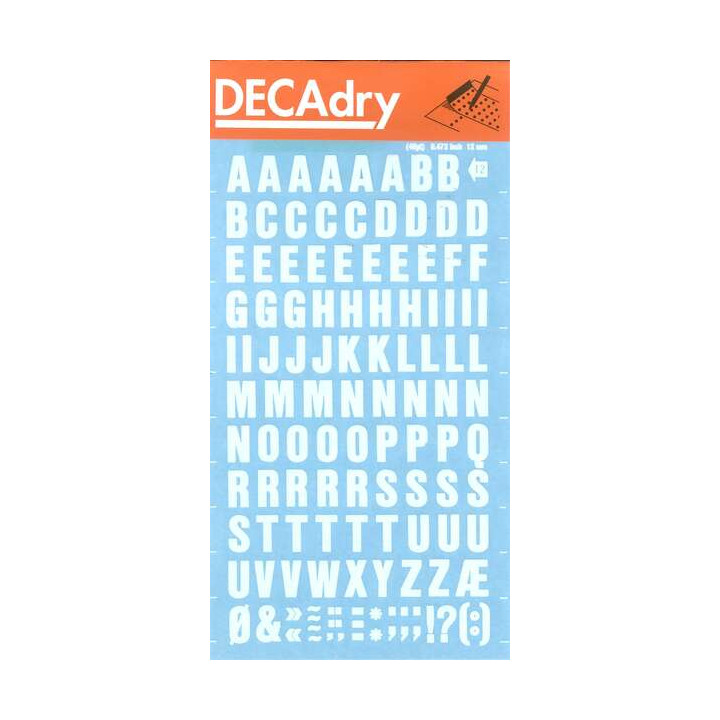 Apli Letras Transferibles Blancas 12mm - Facil Aplicacion - 117 Caracteres - Resistente al Agua - Versatil Blanco