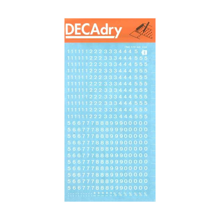 Apli Numeros Transferibles - 4mm - Facil Aplicacion - 420 Caracteres - Blanco