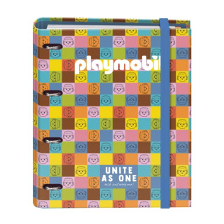 Dohe Playmobil Unite as One Carpeta de 4 Anillas Mixtas de 35mm con Recambio de 100 Hojas - Formato Folio - Cierre con Goma - In