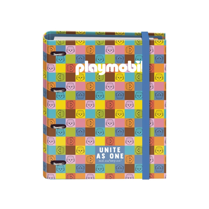 Dohe Playmobil Unite as One Carpeta de 4 Anillas Mixtas de 35mm con Recambio de 100 Hojas - Formato Folio - Cierre con Goma - In