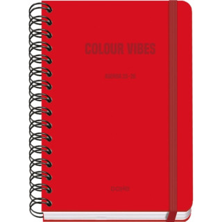 Dohe Colour Vibes Agenda Escolar 25/26 Espiral Wire’o A5 - Semana Vista - Papel 80g/m2 - 4 Hojas de Pegatinas - Cubierta de Cart