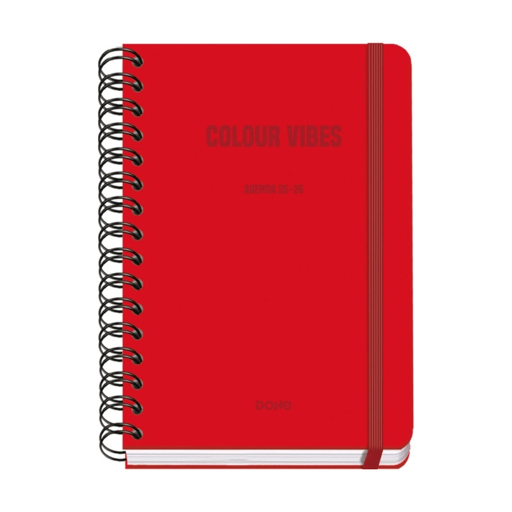 Dohe Colour Vibes Agenda Escolar 25/26 Espiral Wire’o A5 - Semana Vista - Papel 80g/m2 - 4 Hojas de Pegatinas - Cubierta de Cart