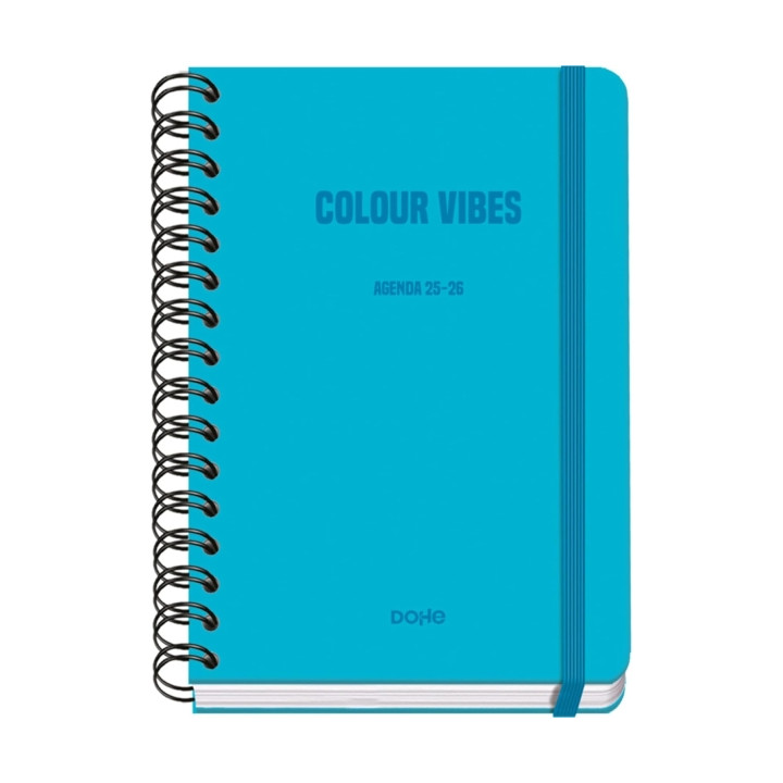 Dohe Colour Vibes Agenda Escolar 25/26 Espiral Wire’o A5 - Semana Vista - Papel 80g/m2 - 4 Hojas de Pegatinas - Cubierta de Cart
