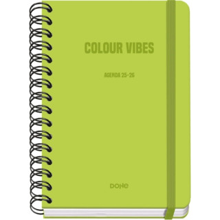 Dohe Colour Vibes Agenda Escolar 25/26 Espiral Wire’o A5 - Semana Vista - Papel 80g/m2 - 4 Hojas de Pegatinas - Cubierta de Cart