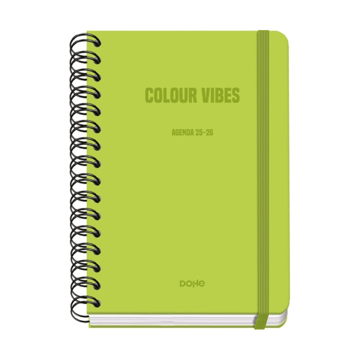 Dohe Colour Vibes Agenda Escolar 25/26 Espiral Wire’o A5 - Semana Vista - Papel 80g/m2 - 4 Hojas de Pegatinas - Cubierta de Cart