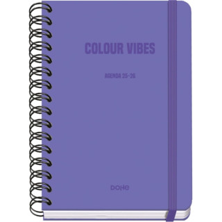 Dohe Colour Vibes Agenda Escolar 25/26 Espiral Wire’o A5 - Semana Vista - Papel 80g/m2 - 4 Hojas de Pegatinas - Cubierta de Cart