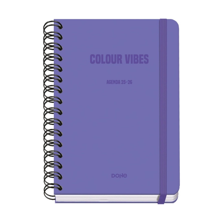 Dohe Colour Vibes Agenda Escolar 25/26 Espiral Wire’o A5 - Semana Vista - Papel 80g/m2 - 4 Hojas de Pegatinas - Cubierta de Cart