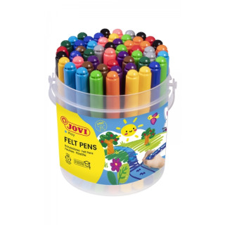 Jovi Felt Pens Bote de 48 Rotuladores Jumbo - Punta de 3mm - Tinta de Gran Fijacion - Capuchon de Seguridad Ventilado - Colores