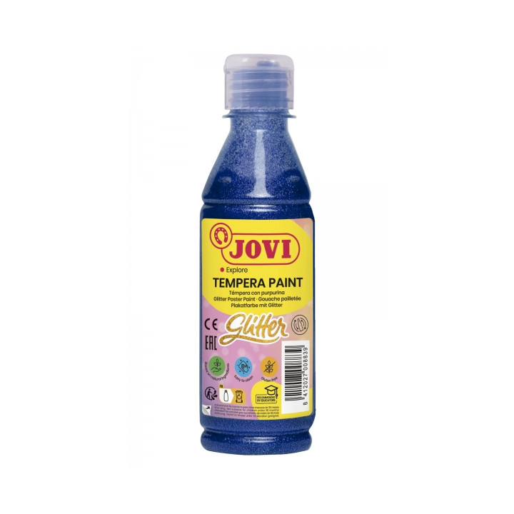 Jovi Glitter Tempera Liquida Base Agua 250ml - Particulas de Purpurina - Excelente Rendimiento - Secado Rapido - Fluidez Optima