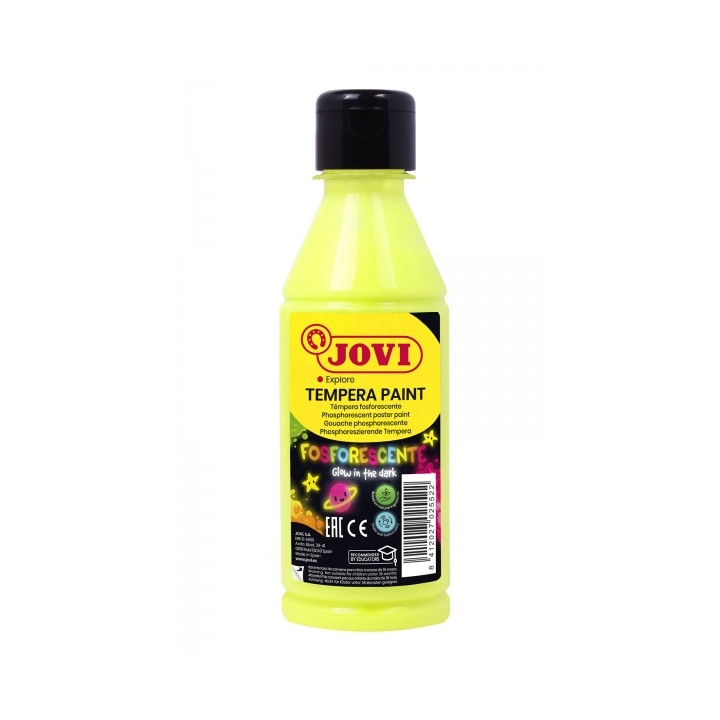 Jovi Tempera Paint Tempera Liquida Fosforescente 250ml - Brilla en la Oscuridad - Secado Rapido - Excelente Adherencia - Lista p