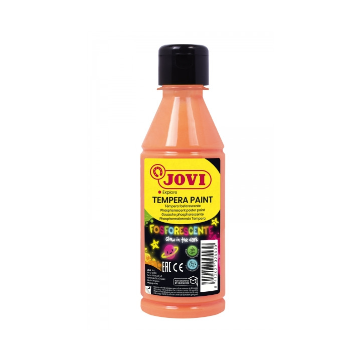 Jovi Tempera Paint Tempera Liquida Fosforescente 250ml - Brilla en la Oscuridad - Secado Rapido - Excelente Adherencia - Lista p