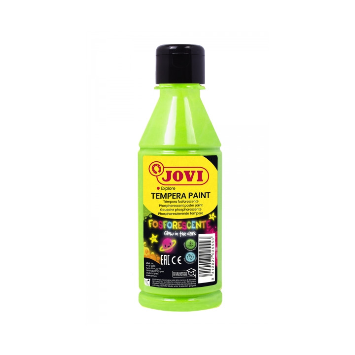 Jovi Tempera Paint Tempera Liquida Fosforescente 250ml - Brilla en la Oscuridad - Secado Rapido - Excelente Adherencia - Lista p