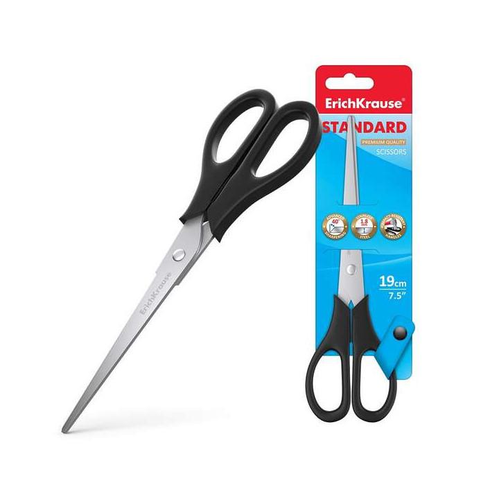 Erichkrause Tijeras Standard - Cuchillas de Acero Inoxidable - Afilado Doble Avanzado - Resistente a La Corrosion - Mangos de P