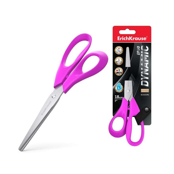 Erichkrause Dynamic Tijeras de Acero Inoxidable para Zurdos de 18cm - Afilado Doble - Resistente a la Corrosion - Mangos Ergono