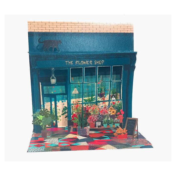 Pictura Tarjeta 3D Pop-Up - 16x16cm - Tematica Floristeria - Embolsada Individualmente - Incluye Sobre Blanco - Papel con Certif