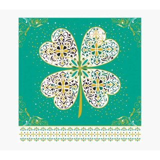 Pictura Tarjeta Arabesque - 16x16cm - Tematica Trebol de Cuatro Hojas - Tarjeta Triptica sin Envoltorio - Incluido Sobre Blanco