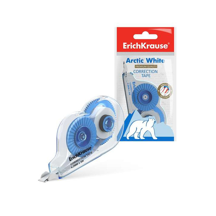 Erichkrause Cinta Correctora Arctic White - 4.2mm x 5m - Secado Inmediato - Uso Ambidiestro - Color Blanco