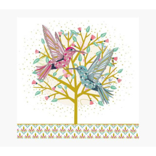 Pictura Tarjeta Arabesque - 16x16cm - Tematica Colibri - Triptica sin Envoltorio - Incluye Sobre Blanco - Papel con Certificacio