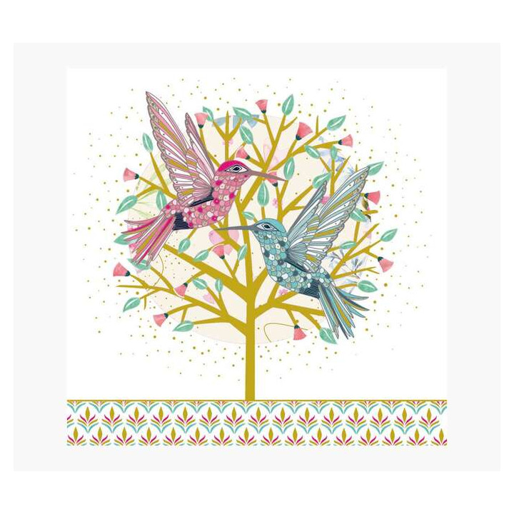 Pictura Tarjeta Arabesque - 16x16cm - Tematica Colibri - Triptica sin Envoltorio - Incluye Sobre Blanco - Papel con Certificacio