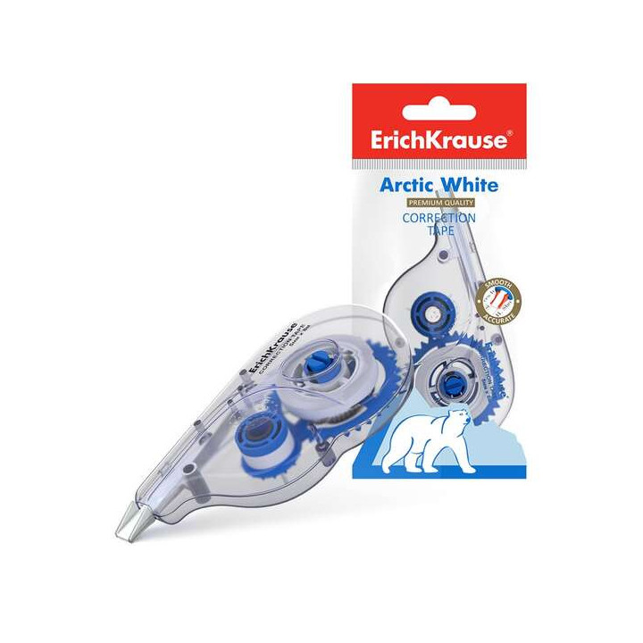 Erichkrause Arctic White Cinta Correctora 5mmx8m - Secado Inmediato - Permite Escritura Sobre la Correccion - Control de Cinta