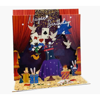 Pictura Tarjeta 3D Pop-Up - 16x16cm - Tematica de Magia - Embolsada Individualmente en Celofan - Incluido Sobre Blanco - Papel c