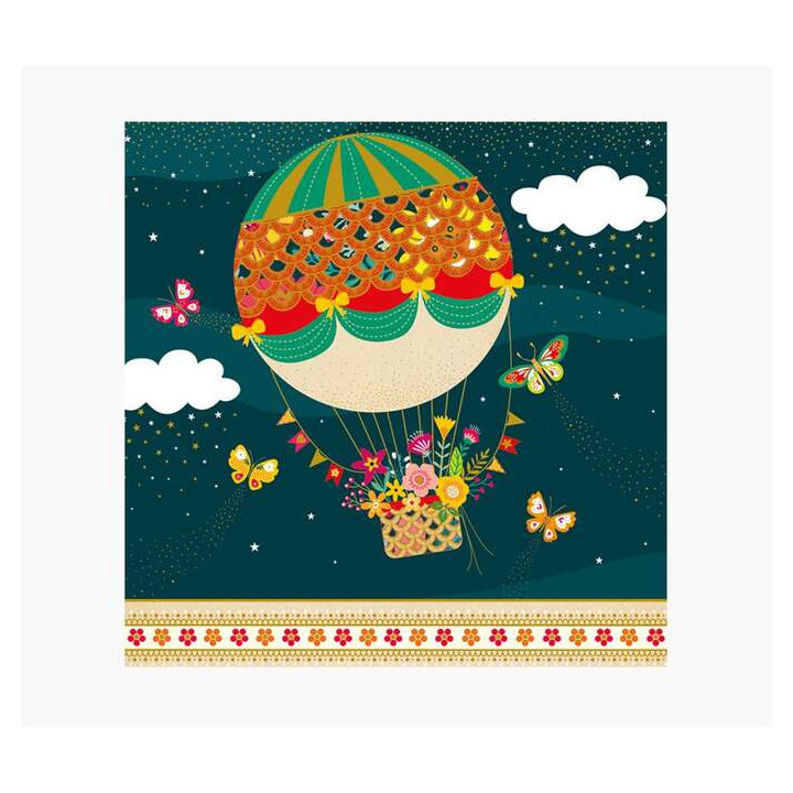 Pictura Tarjeta Arabesque - 16x16cm - Tematica Globo Aerostatico - Tarjeta Triptica sin Envoltorio - Incluido Sobre Blanco - Pap