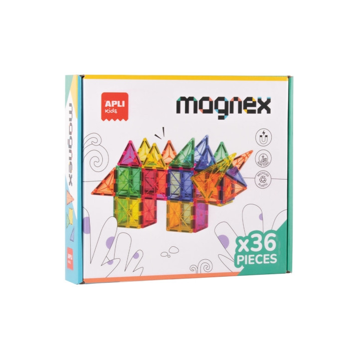 Apli Magnex Juego de Construccion Magnetico - 36 Piezas Geometricas - Recomendado para Niños a partir de 3 Años