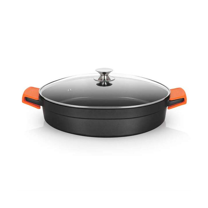 Orbegozo CDB Cacerola Baja Serie 10.5L - Aluminio Fundido Indeformable - Asas de Silicona - Apta para Todo Tipo de Fuegos - Supe