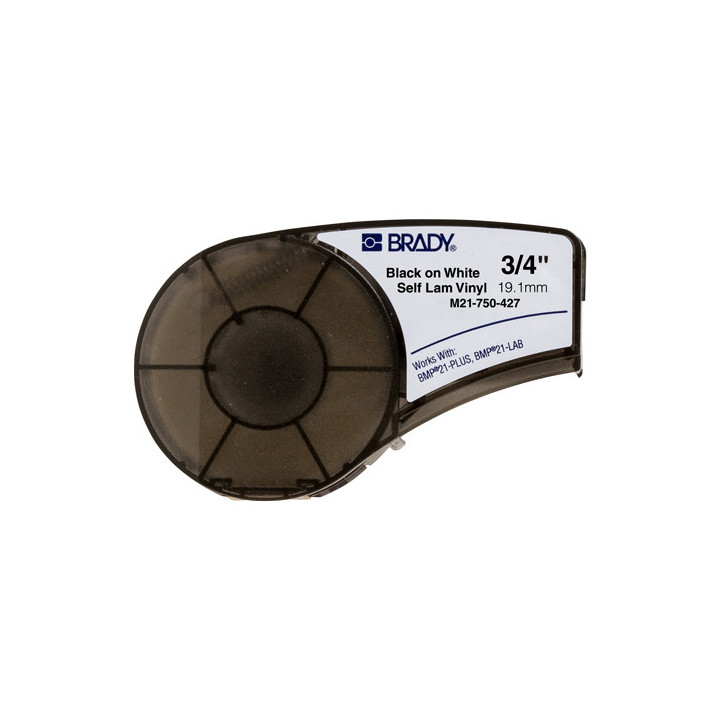 Brady M21-750-427 Cinta de Etiquetas Original de Vinilo - Texto Negro sobre Fondo Blanco - Ancho 19