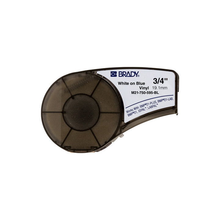 Brady M21-750-595-BL Cinta de Etiquetas Original Vinilo - Texto Blanco sobre Fondo Azul - Ancho 19