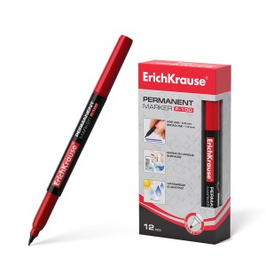 Erichkrause Marcador Permanente P-100 - Punta Fina de 0.5 a 1.2mm - Resistente al Agua y a los Rayos UV - Color Rojo