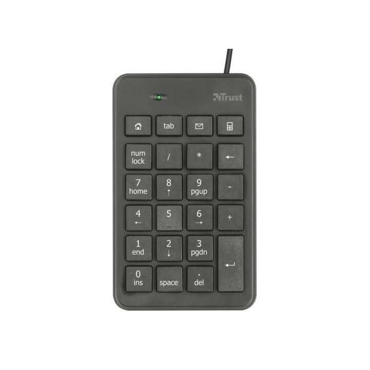 Trust Xalas Teclado Numerico USB - Ultra Delgado - 23 Teclas Perfil Bajo - Cable de 1.50m - Color Negro