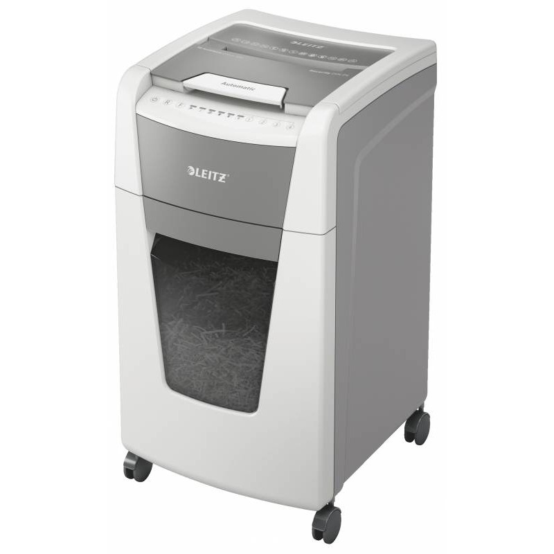 Leitz IQ 300 Autofeed P4 Destructora Automatica de Papel - Tritura 300 Hojas - Papelera de 60L - Corte en Particulas - Blanco